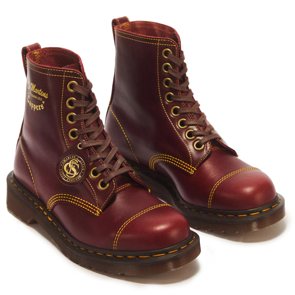 Dr. Martens Made In England 1460 Cappers Classic Calf Leather Lace Up Boots - Burgundy