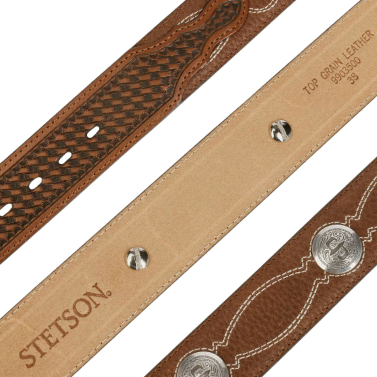 Stetson Hats Pebble Basket Weave Leather Belt - Pebble
