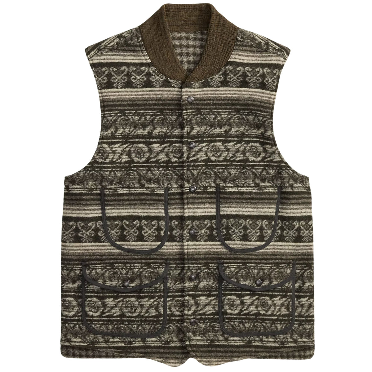 RRL by Ralph Lauren  Reversible Double-Knit Jacquard Gilet - Black/Multi