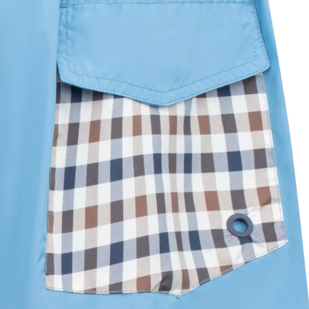 Aquascutum Club Check Pocket Beach Shorts - Avio Blue