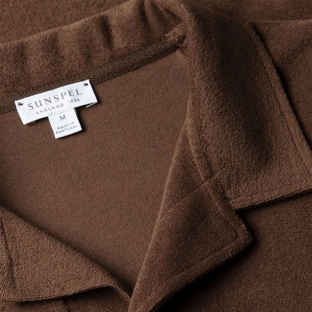 Sunspel Towelling Polo Shirt - Dark Walnut