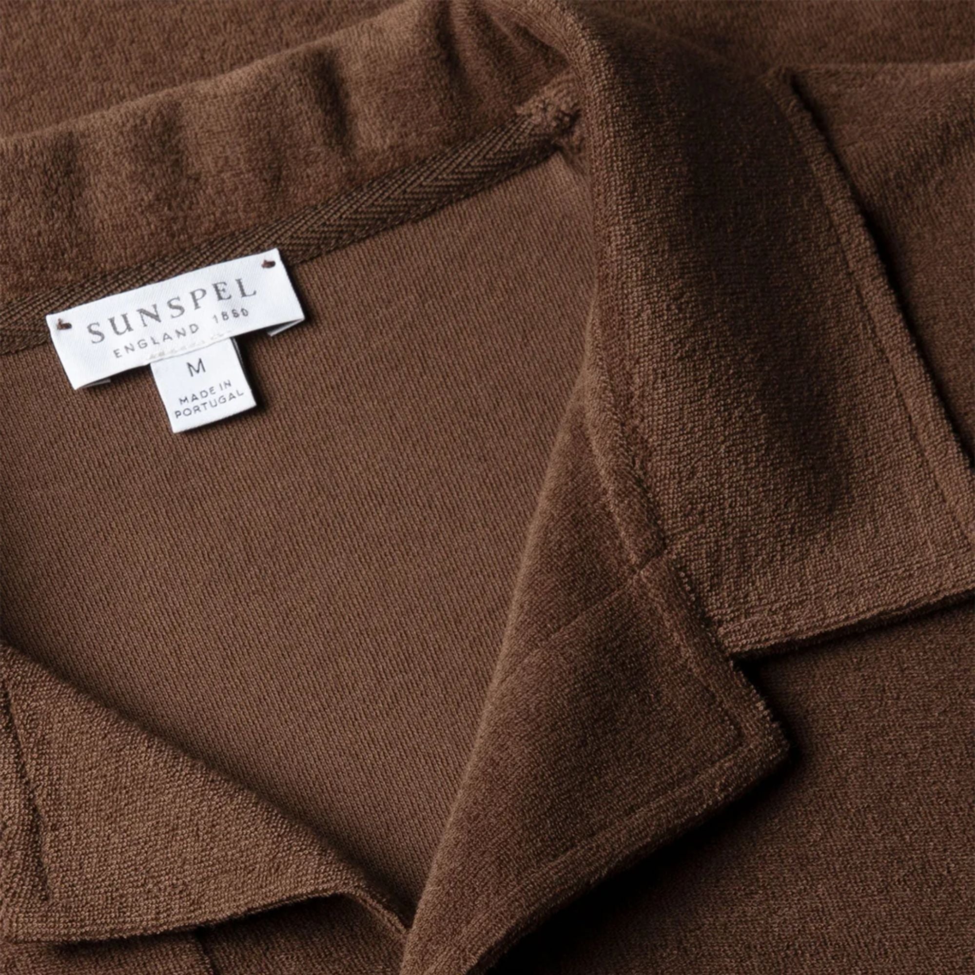 Sunspel Towelling Polo Shirt - Dark Walnut