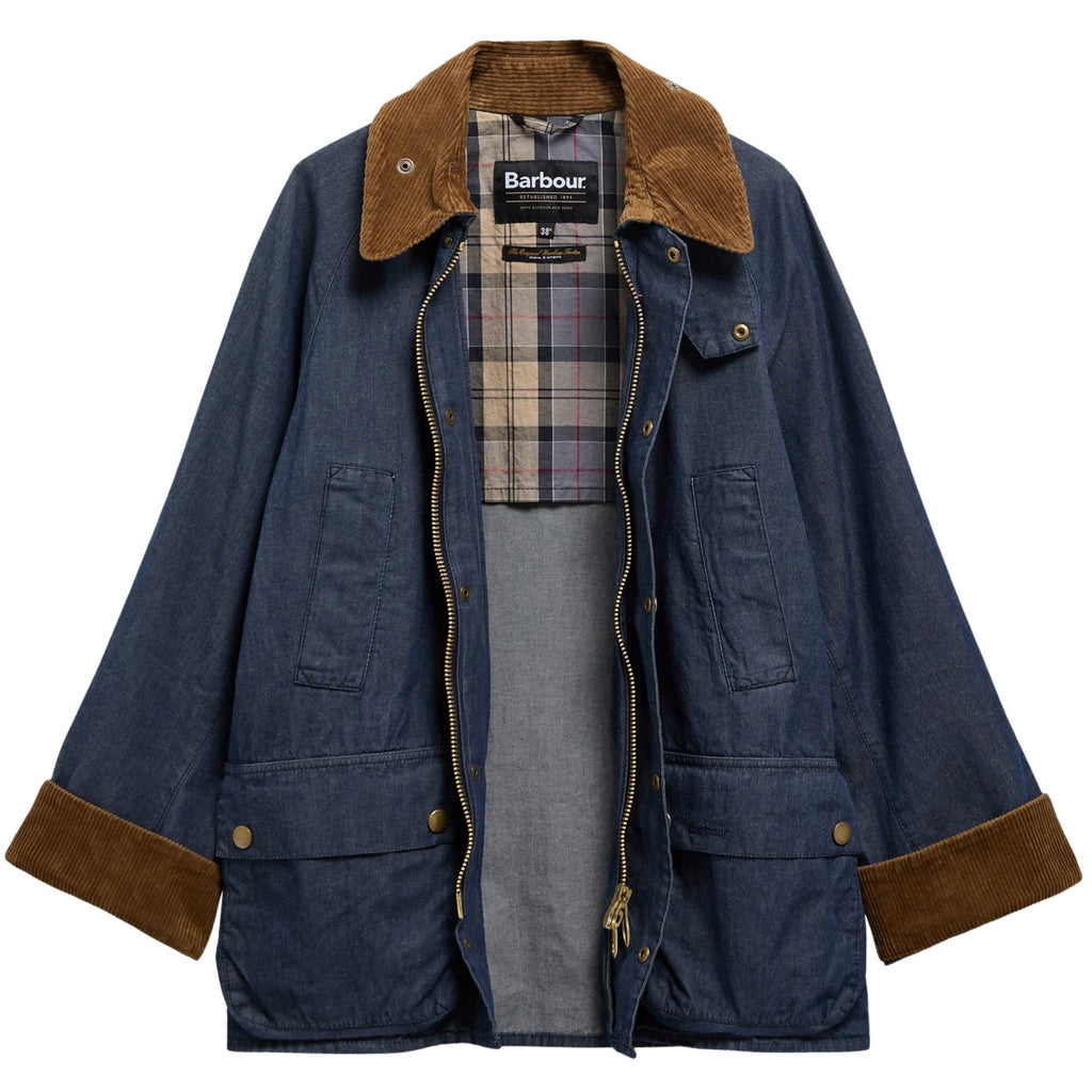 Oversized Bedale Denim Casual Jacket - Indigo