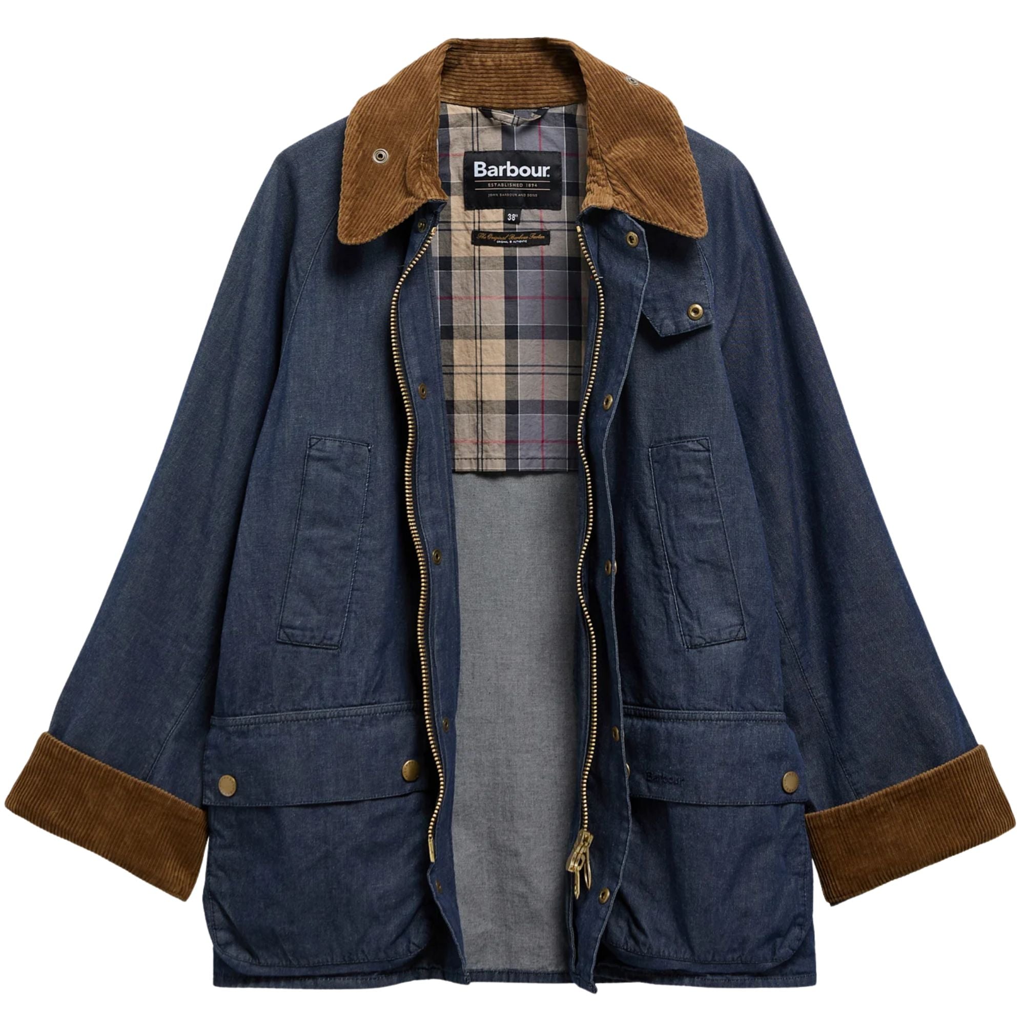 Oversized Bedale Denim Casual Jacket - Indigo