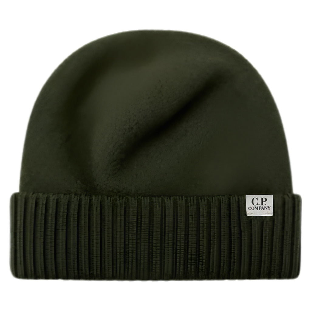 C.P Company Knit Cap Extrafine Merino Fleece - Ivy Green