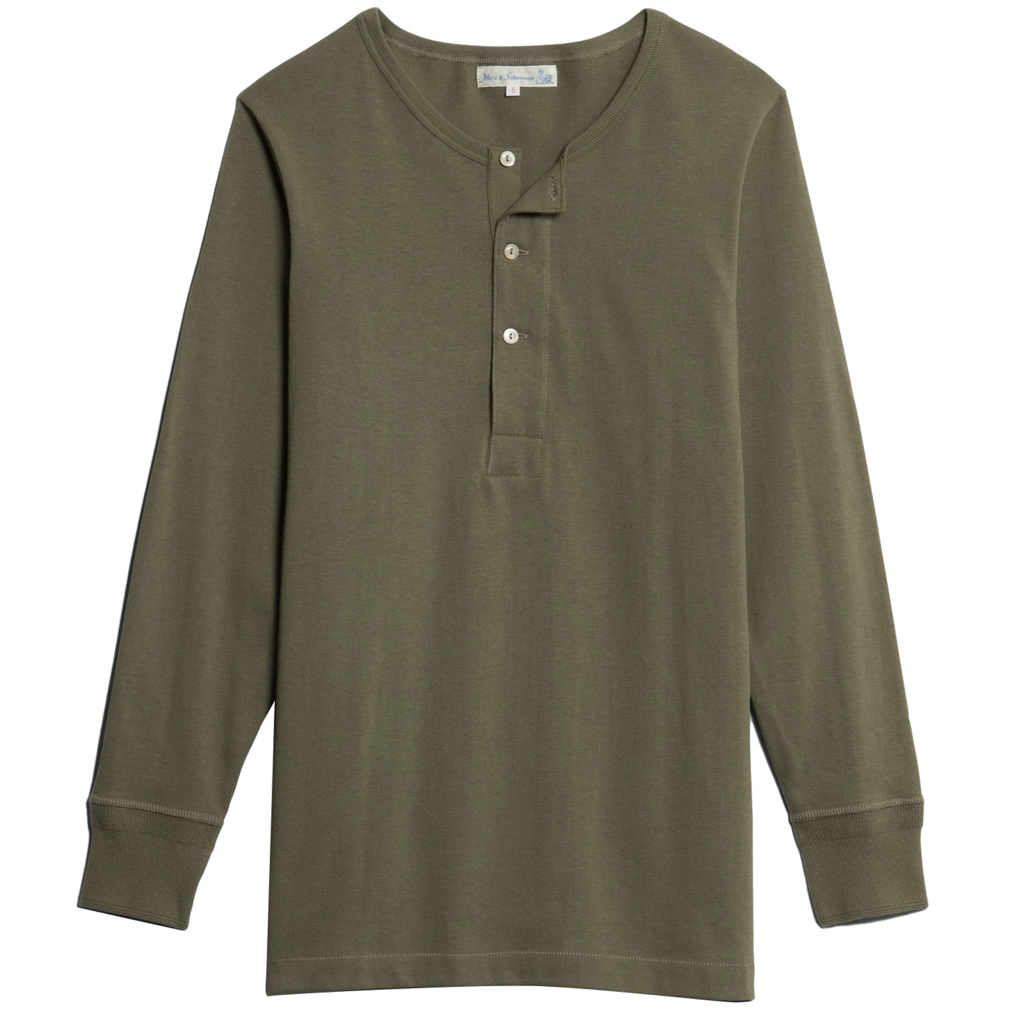 Merz b Schwanen Henley T-Shirt - Army Green - 206.40-ARM HENLEY